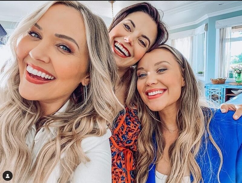 On the set of Chesapeake Shores Season 6. Emilie Ullerup, Meghan Ory, and Laci Mailey